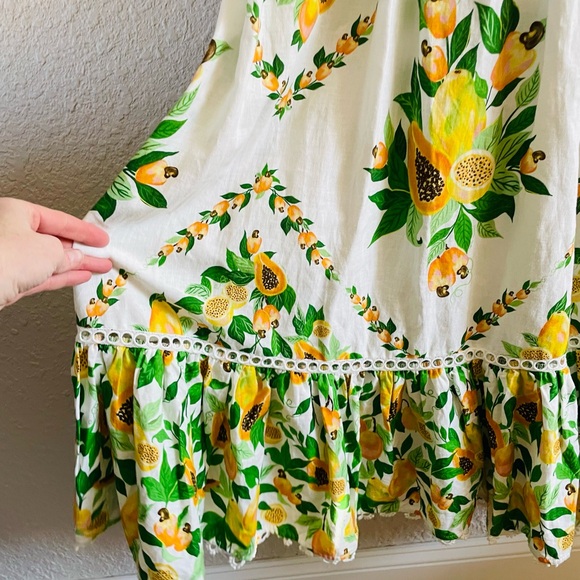 Farm Rio Papaya Salad Scarf Tie Back Midi Dress NWT - Picture 5 of 16